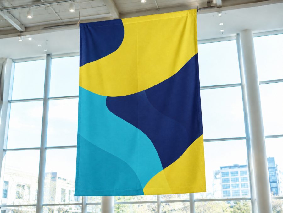 Abgehängtes Blockout-Banner in einer Halle