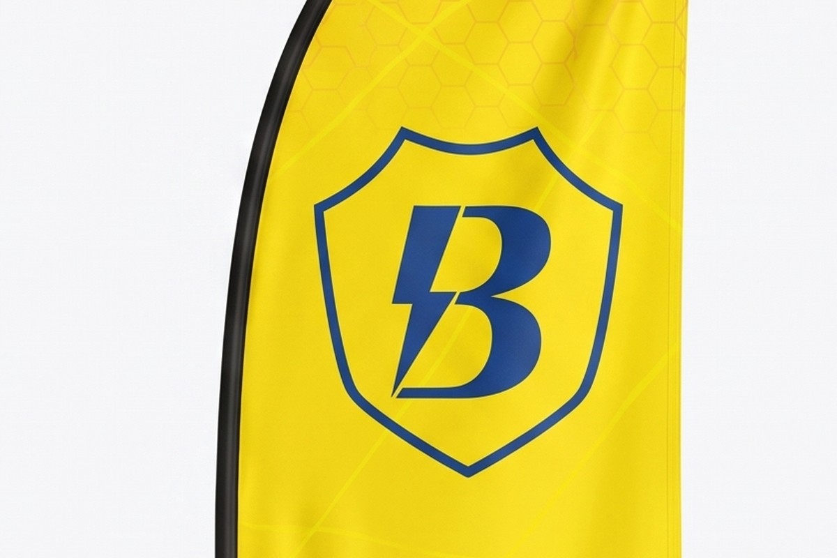 Detail einer Premium Beachflag: scharfer Druck auf Fahnenstoff